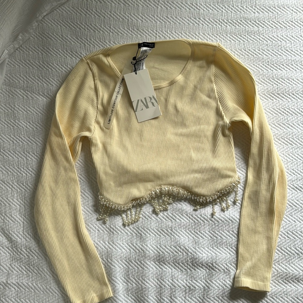 NWT Zara beaded top limitless contour collection size large